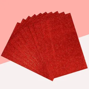 A4 Glitter Paper-Sparkling Red ( Pack of 10 )