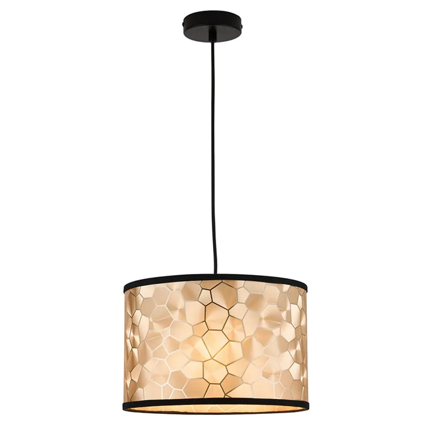 Abigail Chic Gold-Trimmed PVC Pendant Light - Black, PL0314