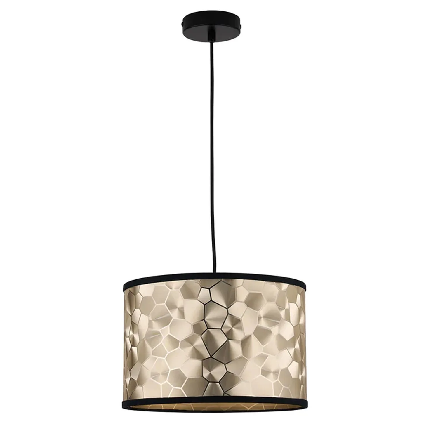 Abigail Chic Gold-Trimmed PVC Pendant Light - Black, PL0314