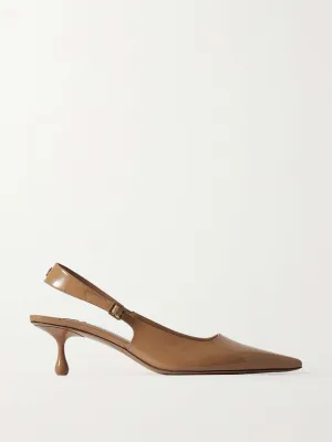 Amel 50 logo-embellished patent-leather slingback pumps