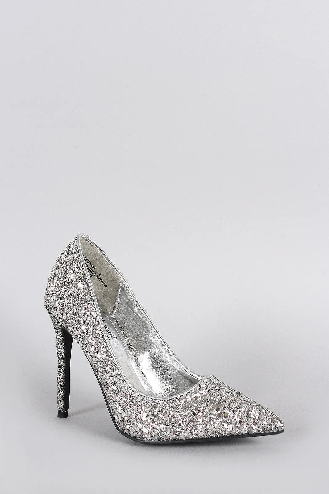 Anne Michelle Glitter Pointy Toe Stiletto Pump