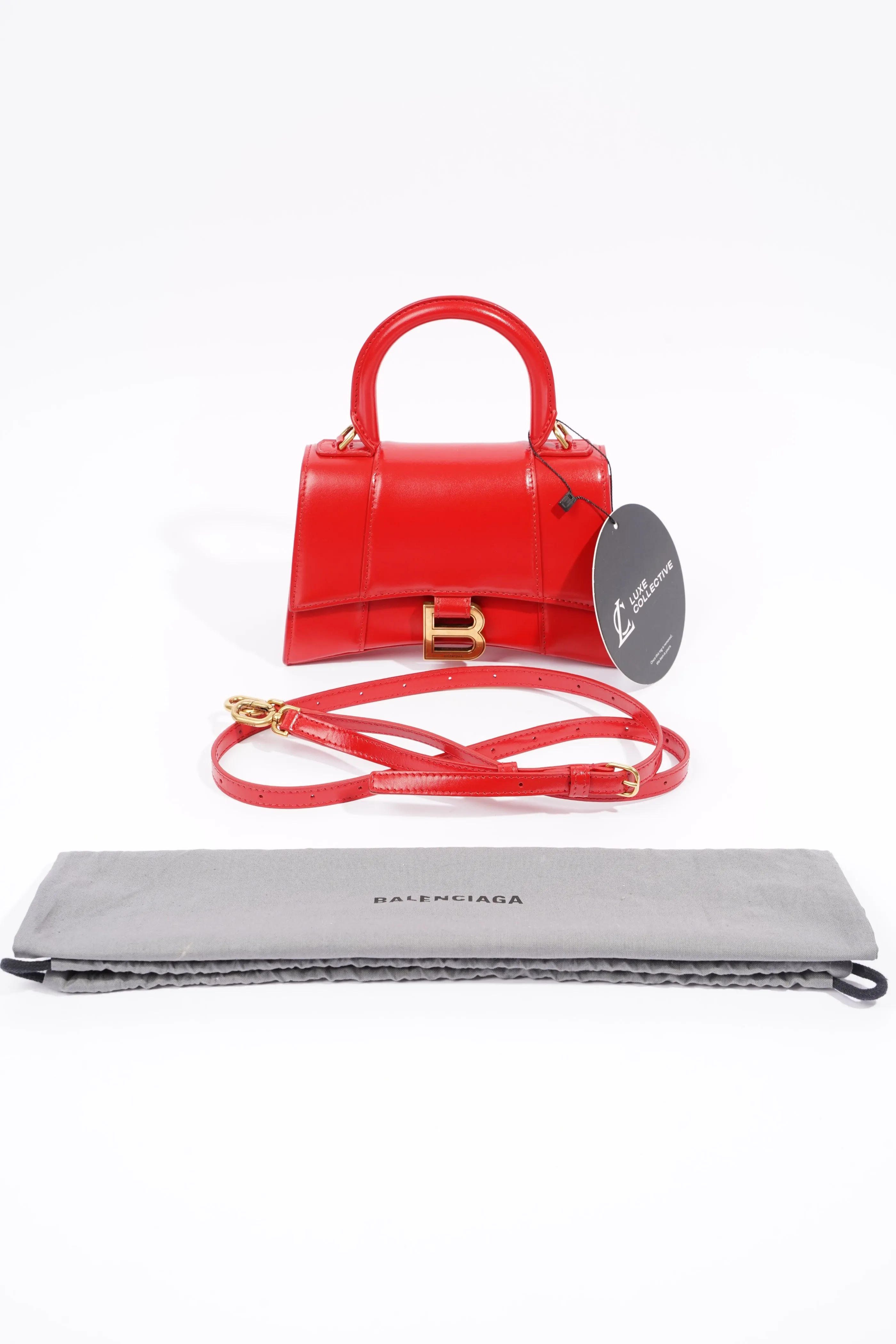 Balenciaga Hourglass Bag Red Leather XS