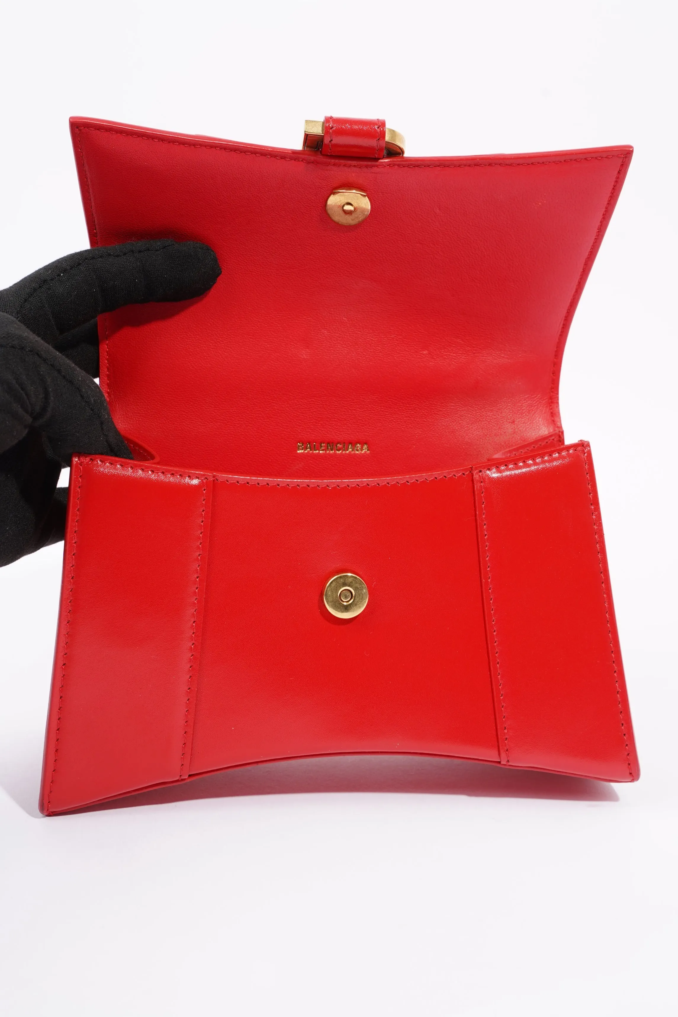 Balenciaga Hourglass Bag Red Leather XS