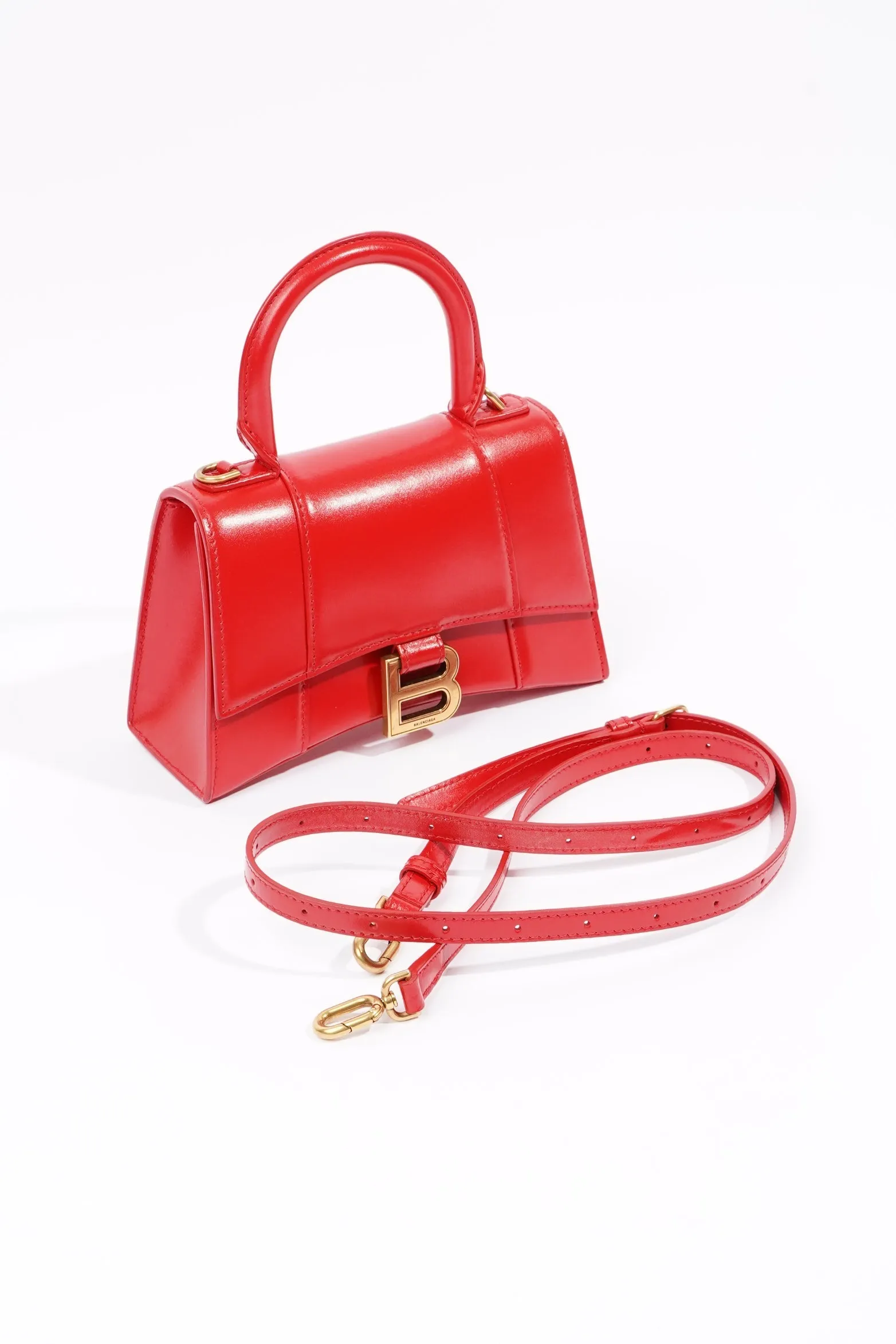 Balenciaga Hourglass Bag Red Leather XS