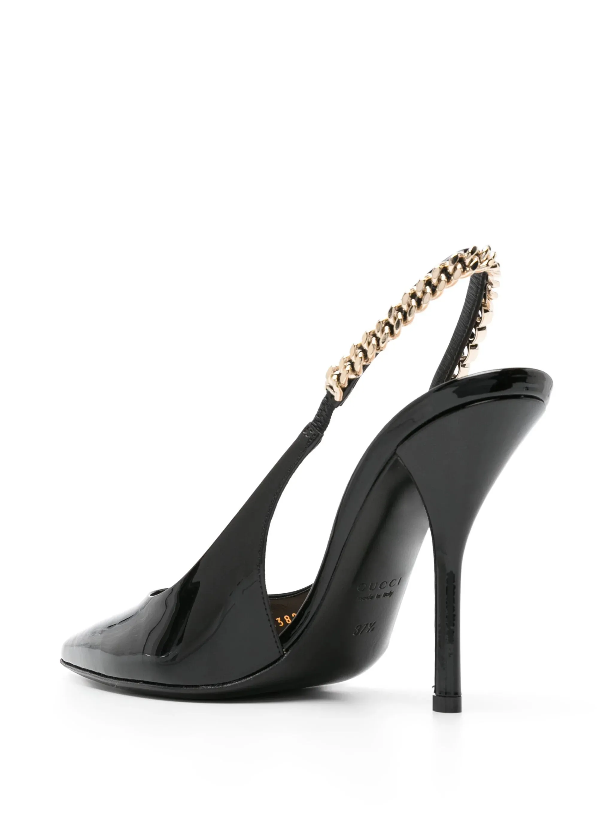 Black Patent Leather Slingback Sandals