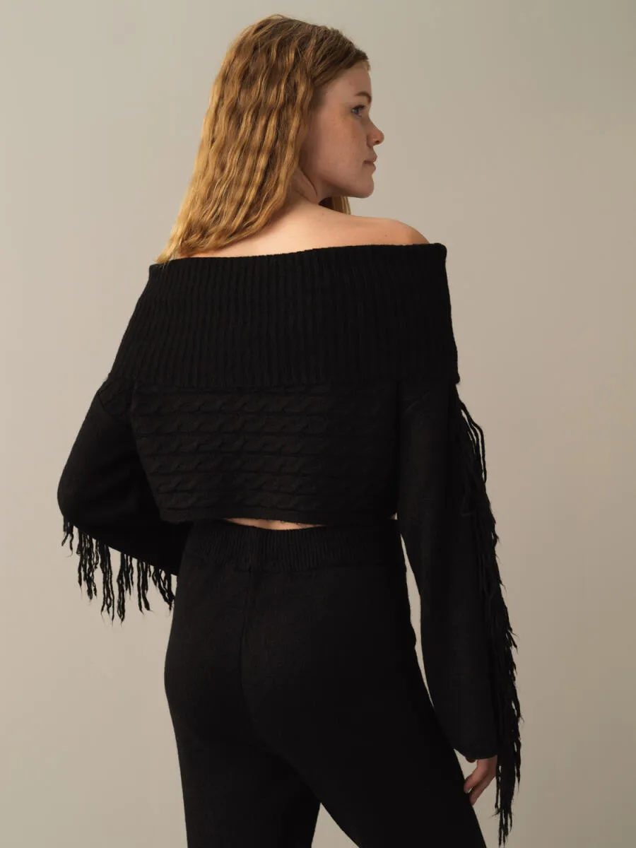 Blanca Cropped Cold Shoulder Sweater