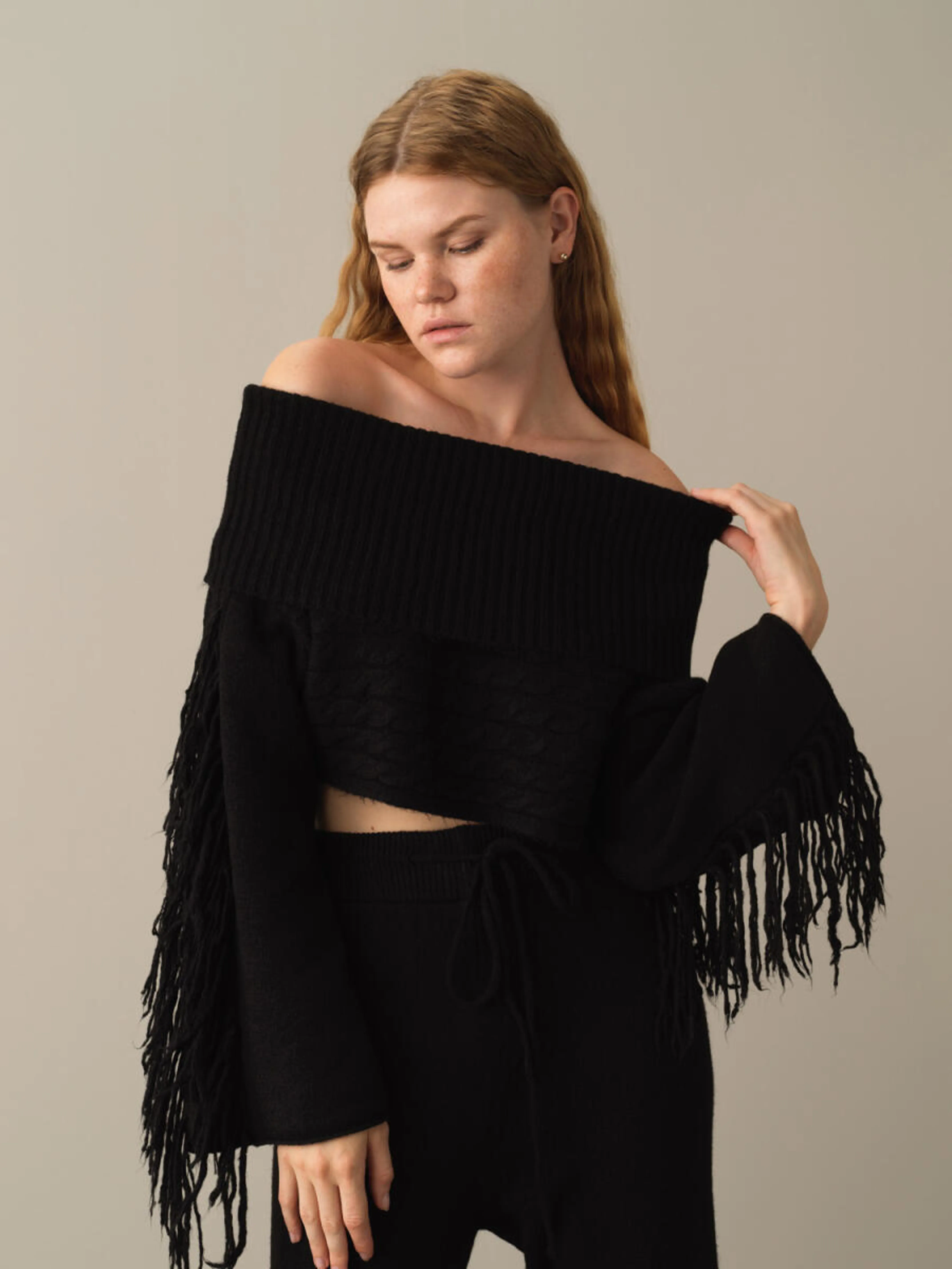 Blanca Cropped Cold Shoulder Sweater