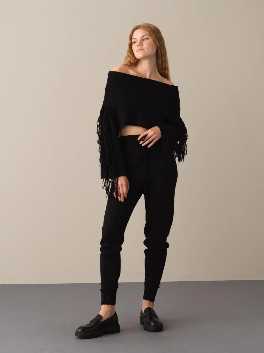 Blanca Cropped Cold Shoulder Sweater