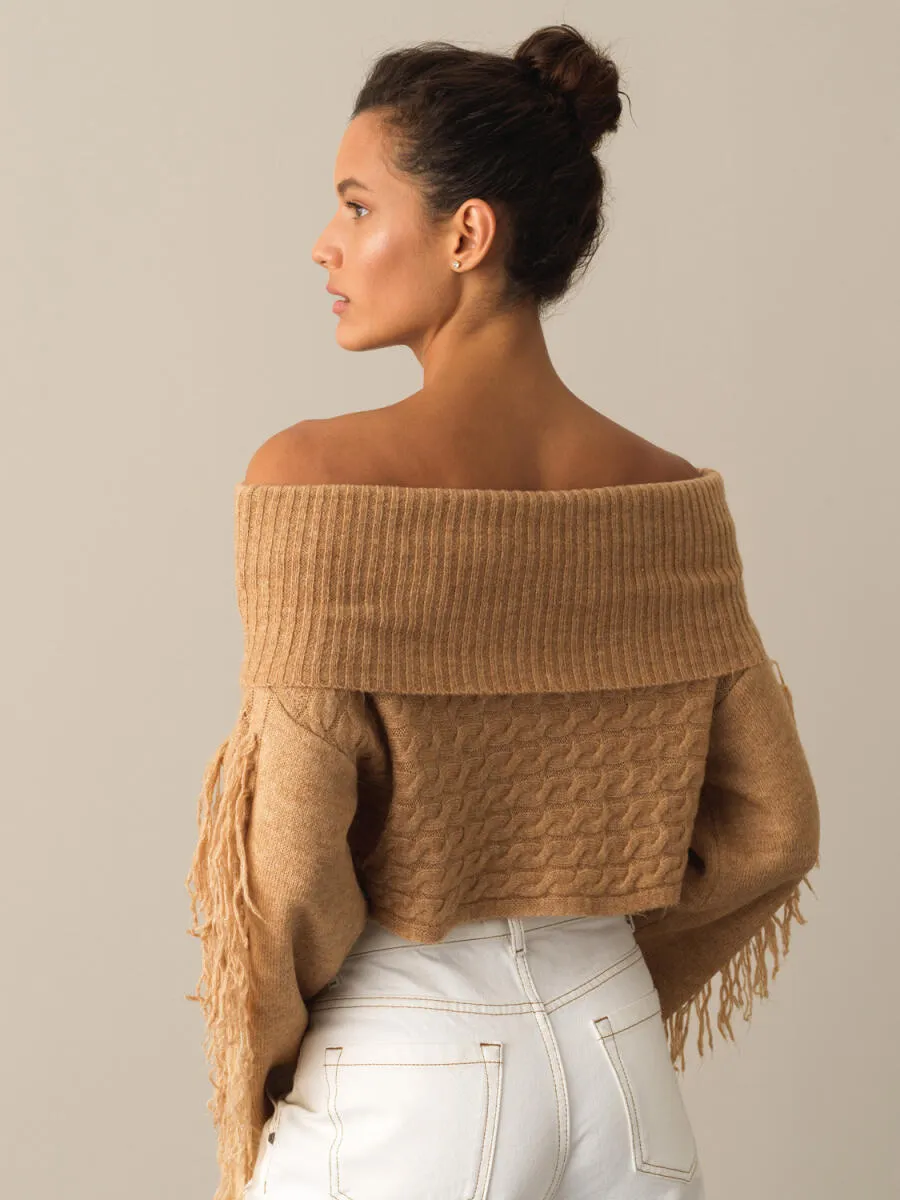 Blanca Cropped Cold Shoulder Sweater