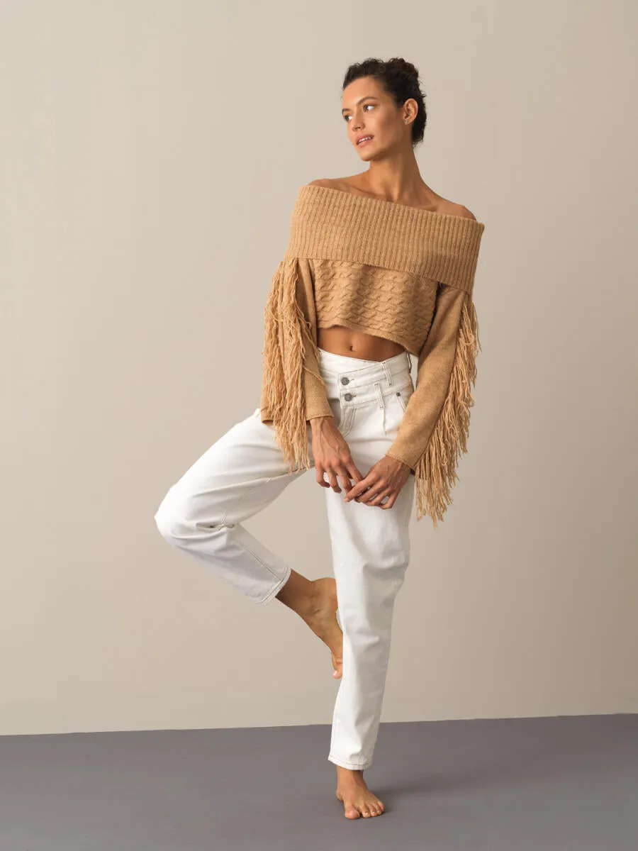 Blanca Cropped Cold Shoulder Sweater