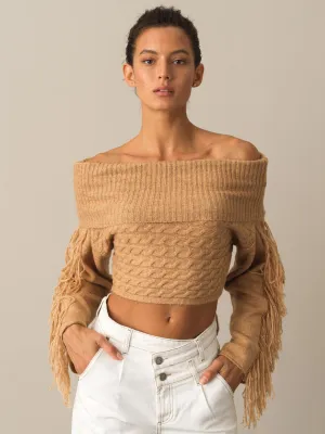 Blanca Cropped Cold Shoulder Sweater