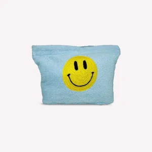 Blue Emoji Smiley Beach Towel Pouch