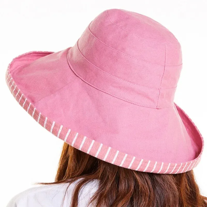 Brimmed Sun Hat: Reversible With Strips or Solid