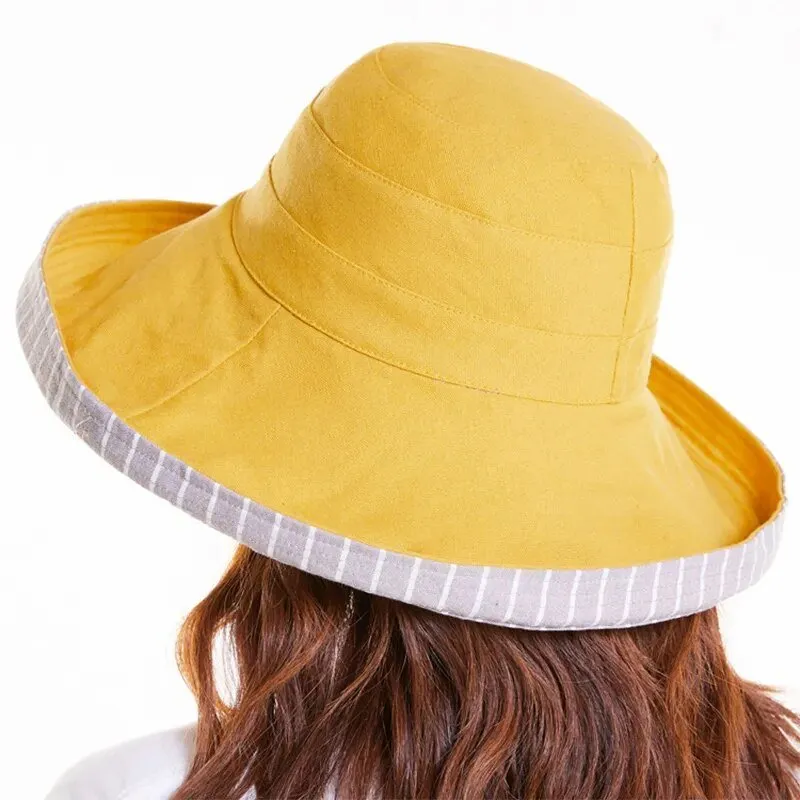 Brimmed Sun Hat: Reversible With Strips or Solid