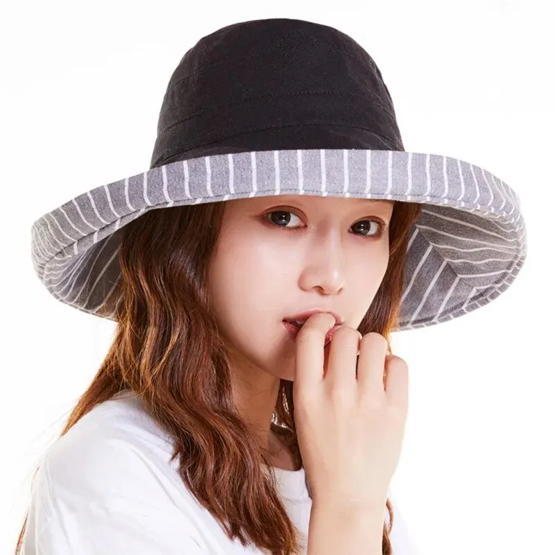 Brimmed Sun Hat: Reversible With Strips or Solid