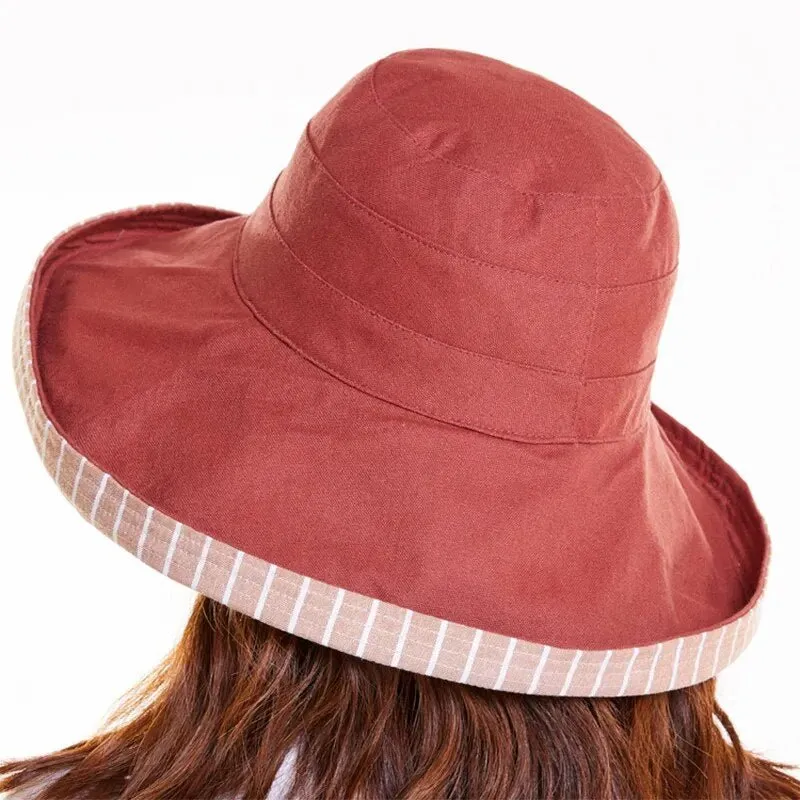 Brimmed Sun Hat: Reversible With Strips or Solid