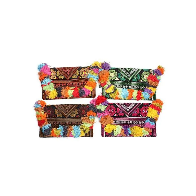 BUNDLE: 3 Piece Multicolor Fringe Clutch Envelope Bags