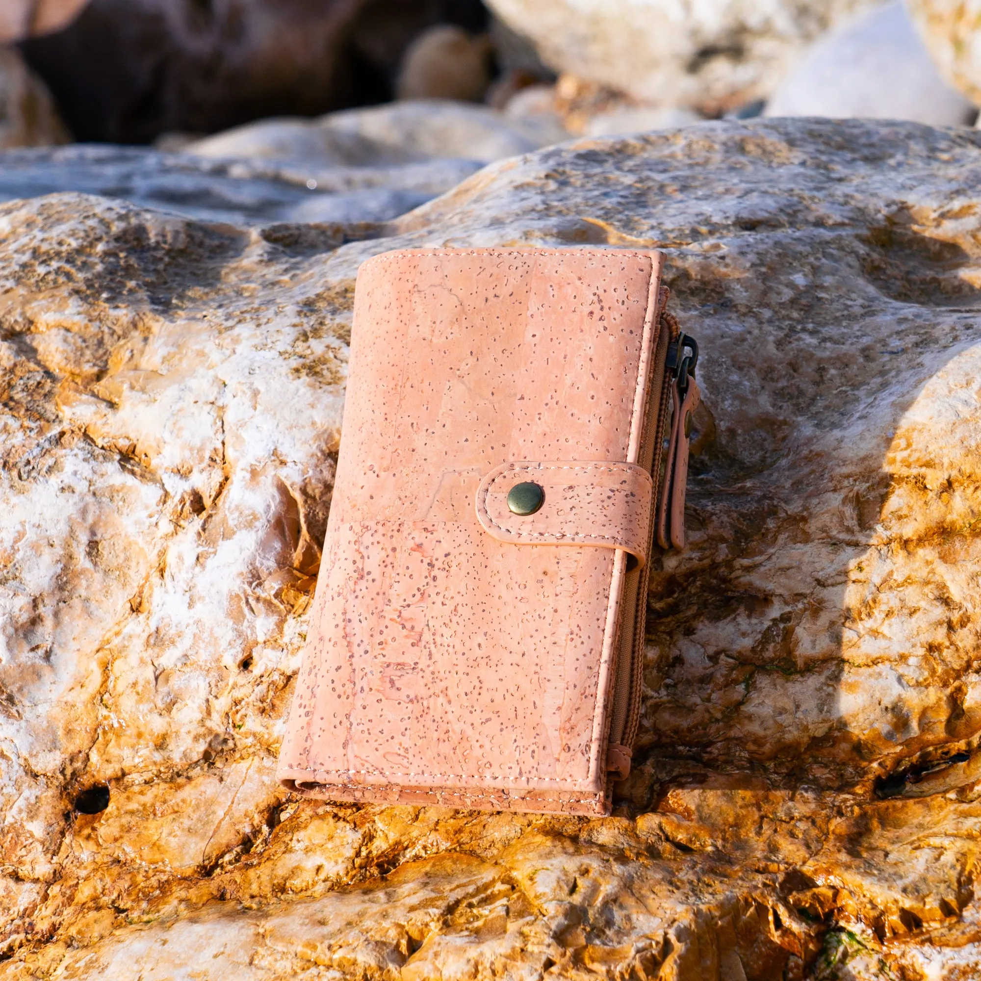 Chic Black and Natural Cork Women's Wallet with Gold Accents BAG-2303