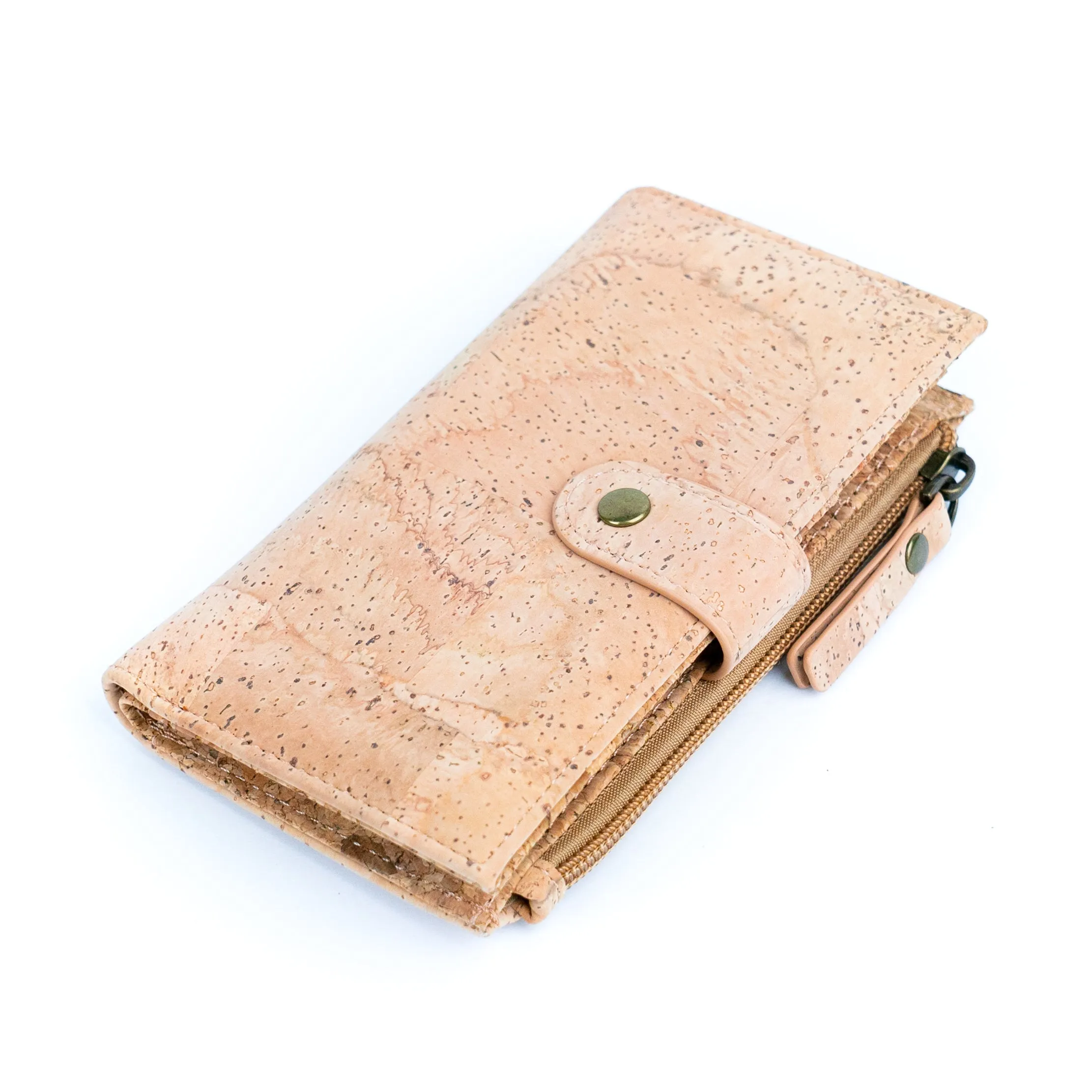 Chic Black and Natural Cork Women's Wallet with Gold Accents BAG-2303