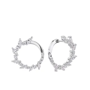 Cubic Zirconia Circle Earrings in Sterling Silver Rhodium Plate