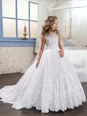 Enchanting Elegance Lace Trimmed Tulle Special Occasion Gown