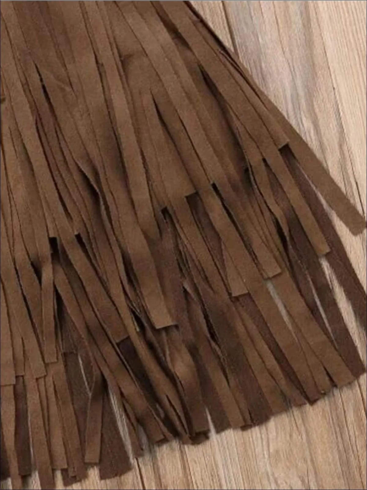 Girls Bohemian Suede Tiered Fringe Skirt