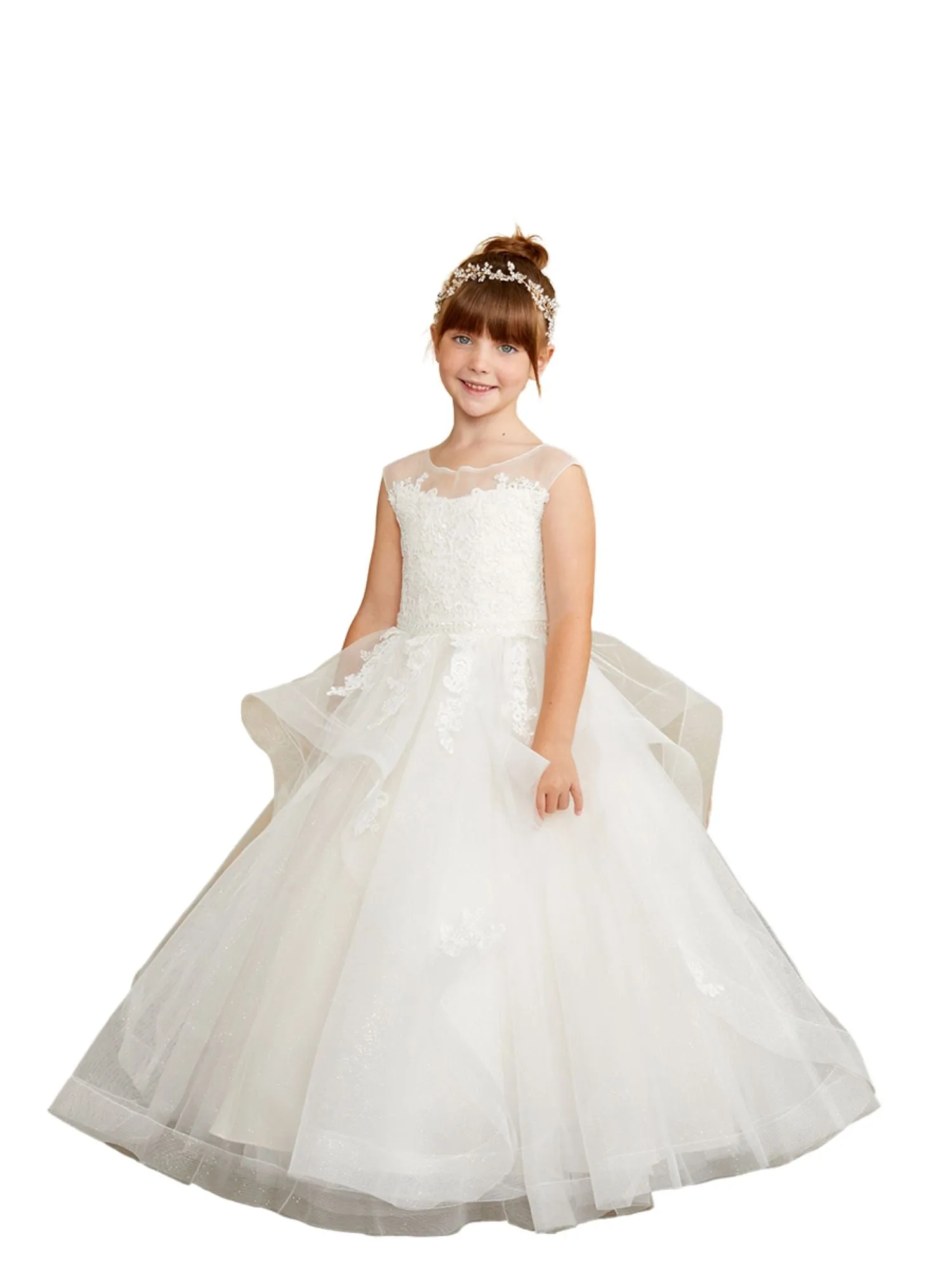 Girls Lace Sparkling Glitter Tulle Special Occasion Dress, Sizes 2-16