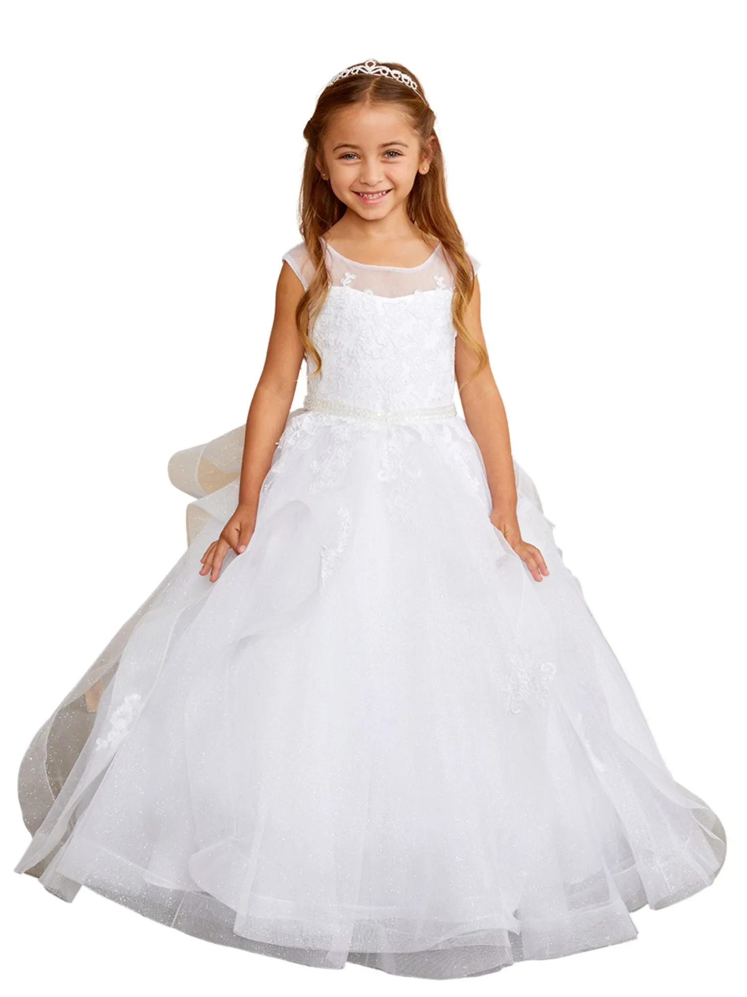 Girls Lace Sparkling Glitter Tulle Special Occasion Dress, Sizes 2-16