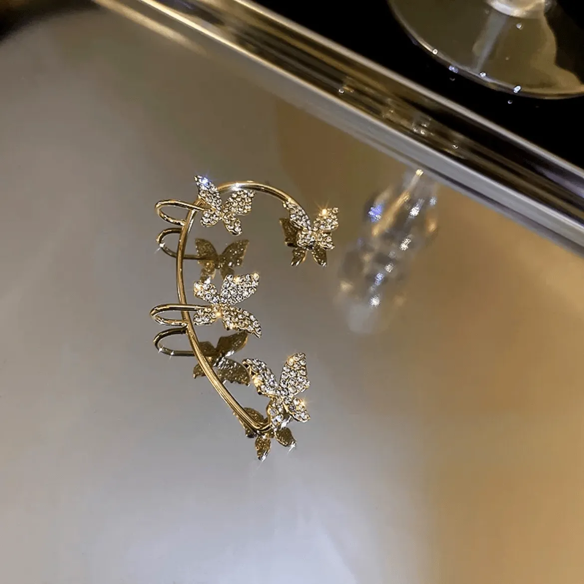 Glitter Crystal Butterfly Ear Cuff