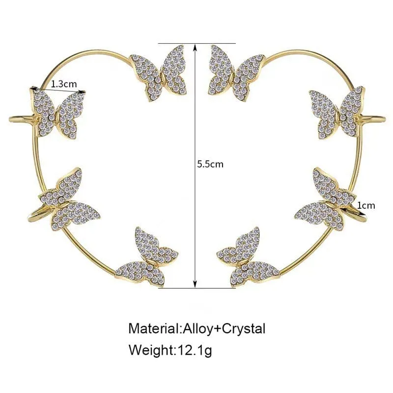 Glitter Crystal Butterfly Ear Cuff