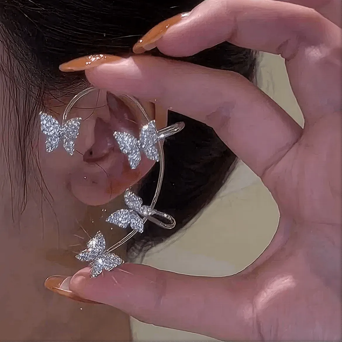 Glitter Crystal Butterfly Ear Cuff