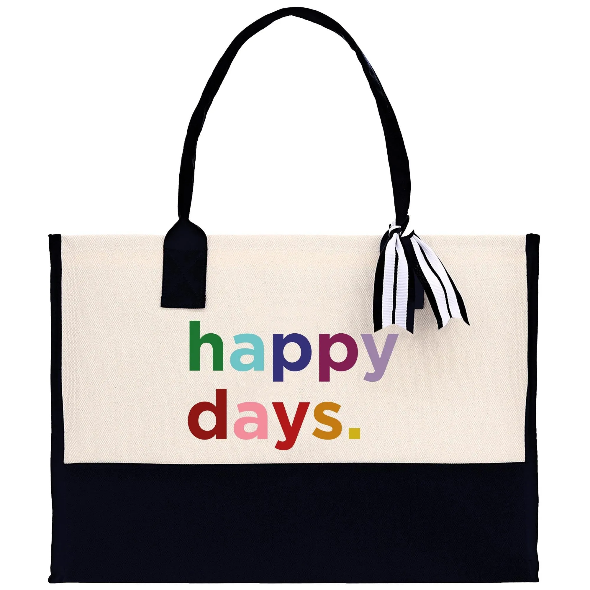 Happy Days Large Cotton Canvas Tote Bag Large Canvas Shopper Weekender Large Bag Gift for Her (HDT1002)