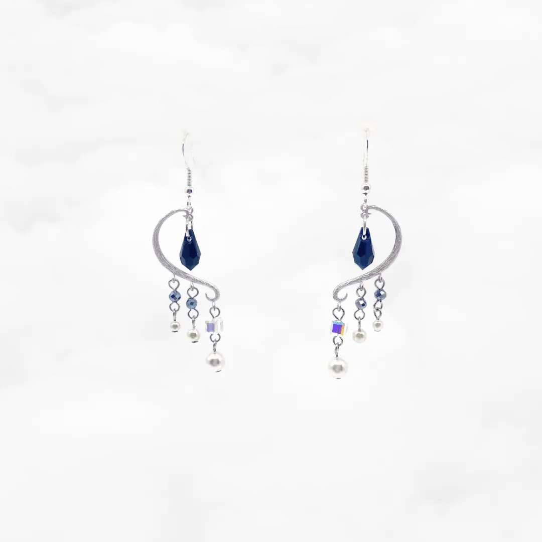 Heavenly Elegance Silver Black Earrings