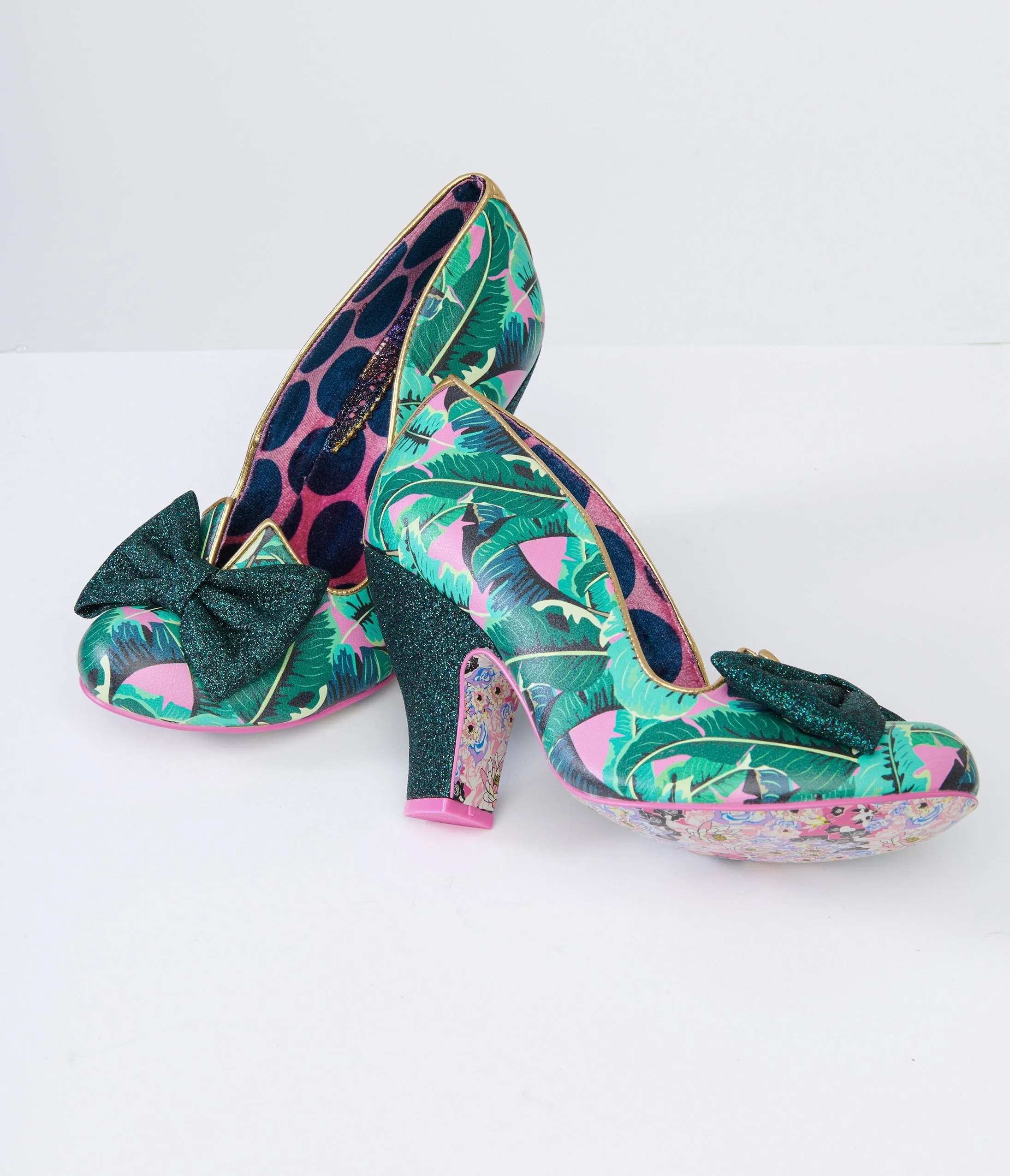 Irregular Choice Green Banana Leaf Palm Print Heels