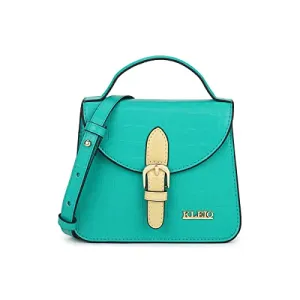 KLEIO Textured Leather Mini Handbag for Women (Green) with Top Handle | Crossbody Bag for Girls with Adjustable & Detachable Sling Strap |Suitable for Parties, College & Travel