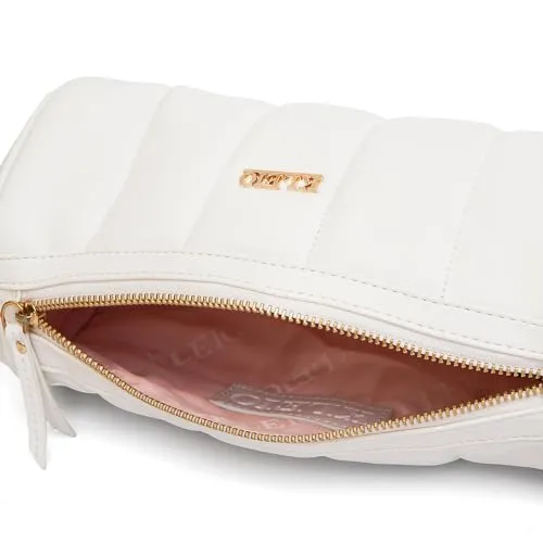 KLEIO Vegan Leather Quilted Crossbody Sling Bag For Women with Zip Closure (White) | Casual Cross body Bag for Girls for Everyday Use | Suitable for Parties, Functions, College & Office