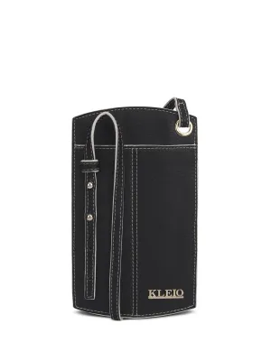 KLEIO Vegan Leather Small & Sleek Mobile Pouch Sling Crossbody Bag with Adjustable Sling and Card Slots for Women & Girls