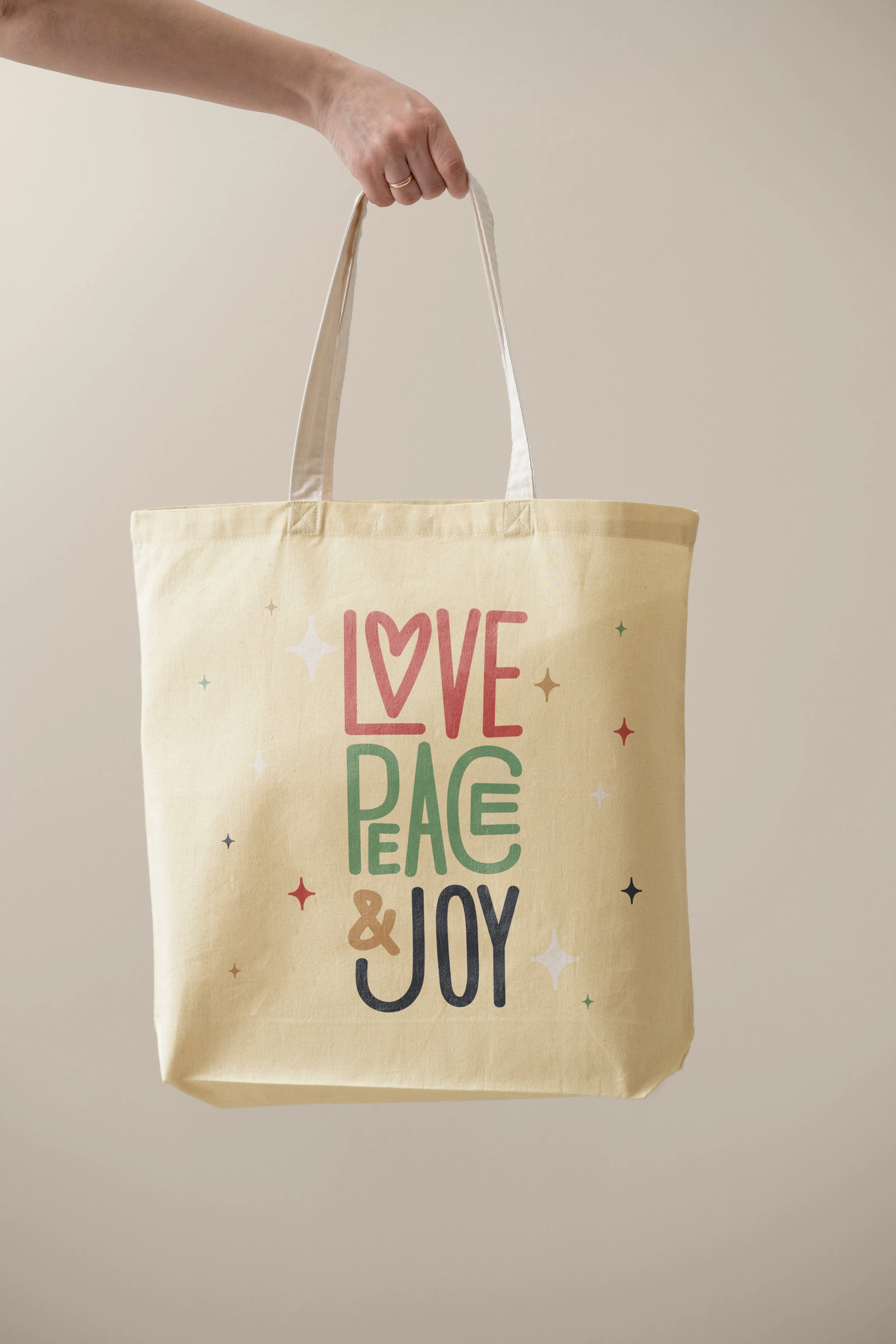 Love Peace and Joy - Statement Tote Bag