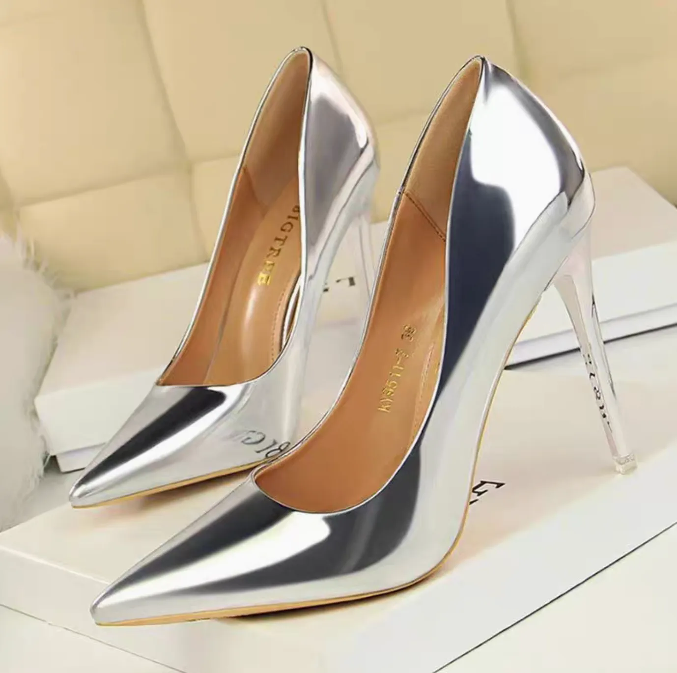 Metalic patent High Heel Stiletto