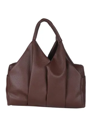 MINI WESST Women's Brown Solid PU Handheld Bag (Dimension- HxLxD(CM)-24x38x11)