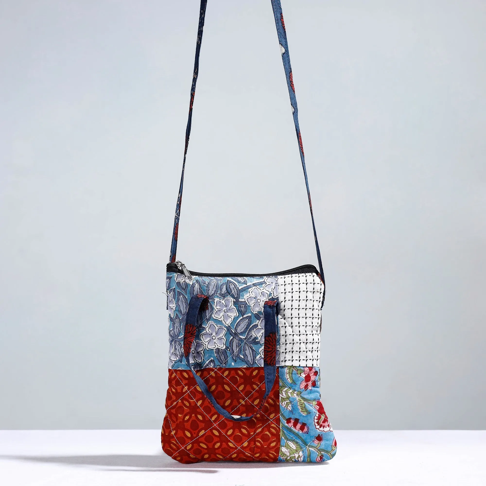 Multicolor - Handmade Quilted Cotton Patchwork Sling Bag 02