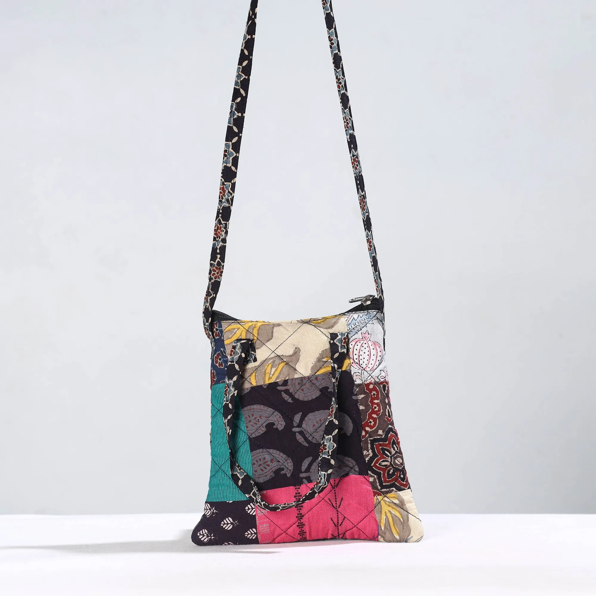 Multicolor - Handmade Quilted Cotton Patchwork Sling Bag 16