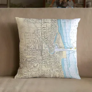 Nautical Chart Pillows, Wisconsin Coastal Maps