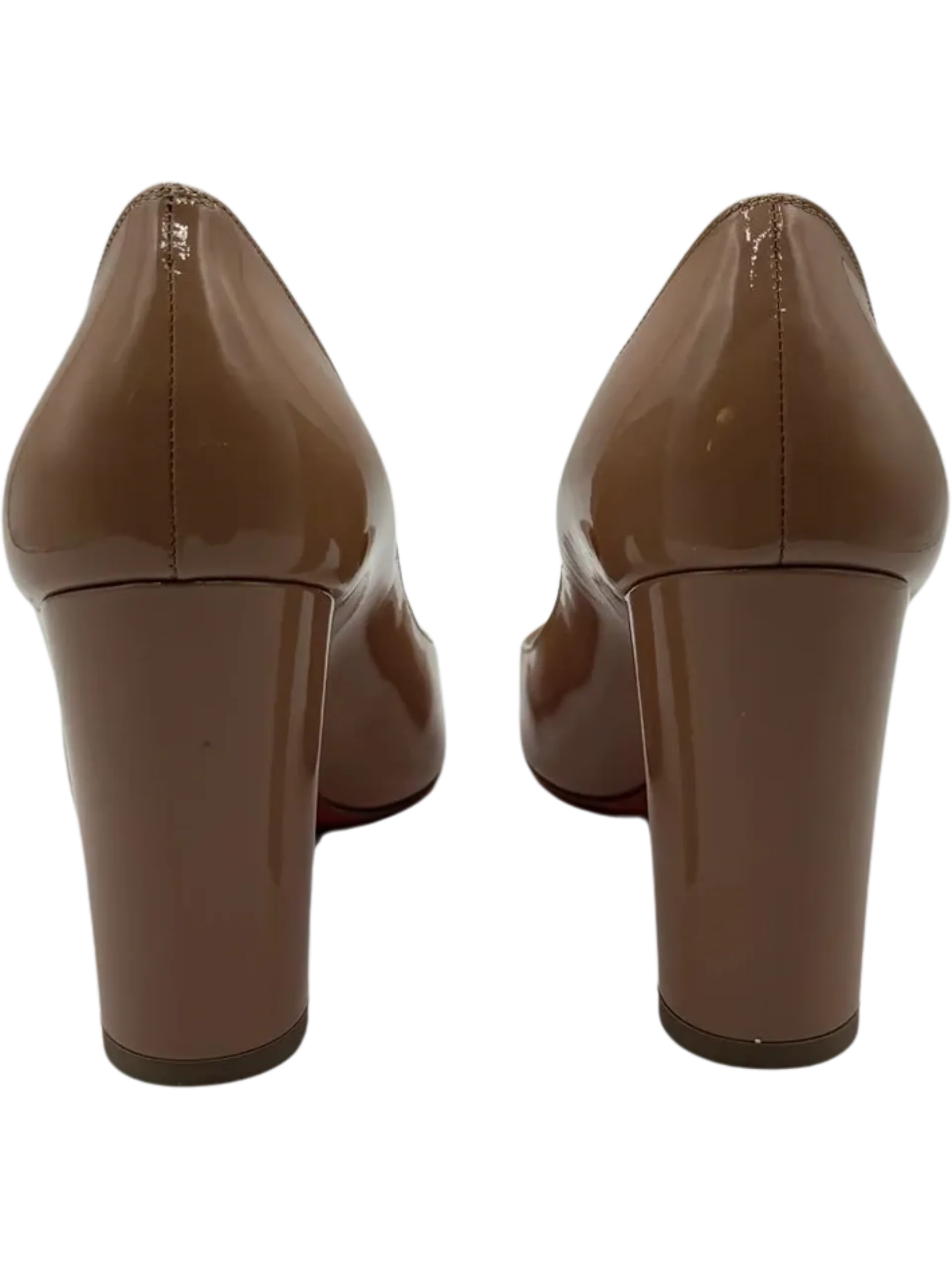 *NEW* Christian Louboutin Patent Gena 85 Pumps Nude