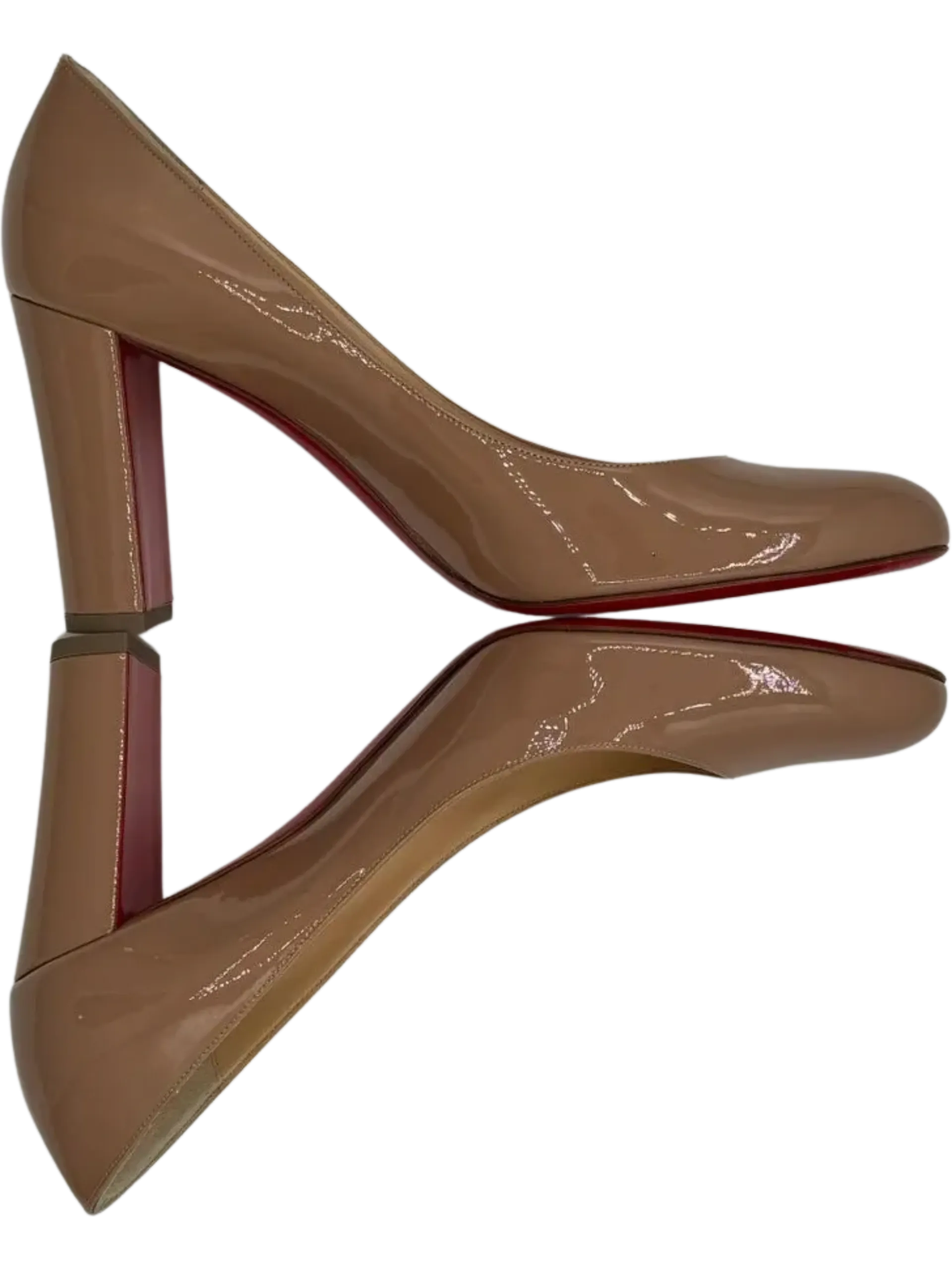 *NEW* Christian Louboutin Patent Gena 85 Pumps Nude