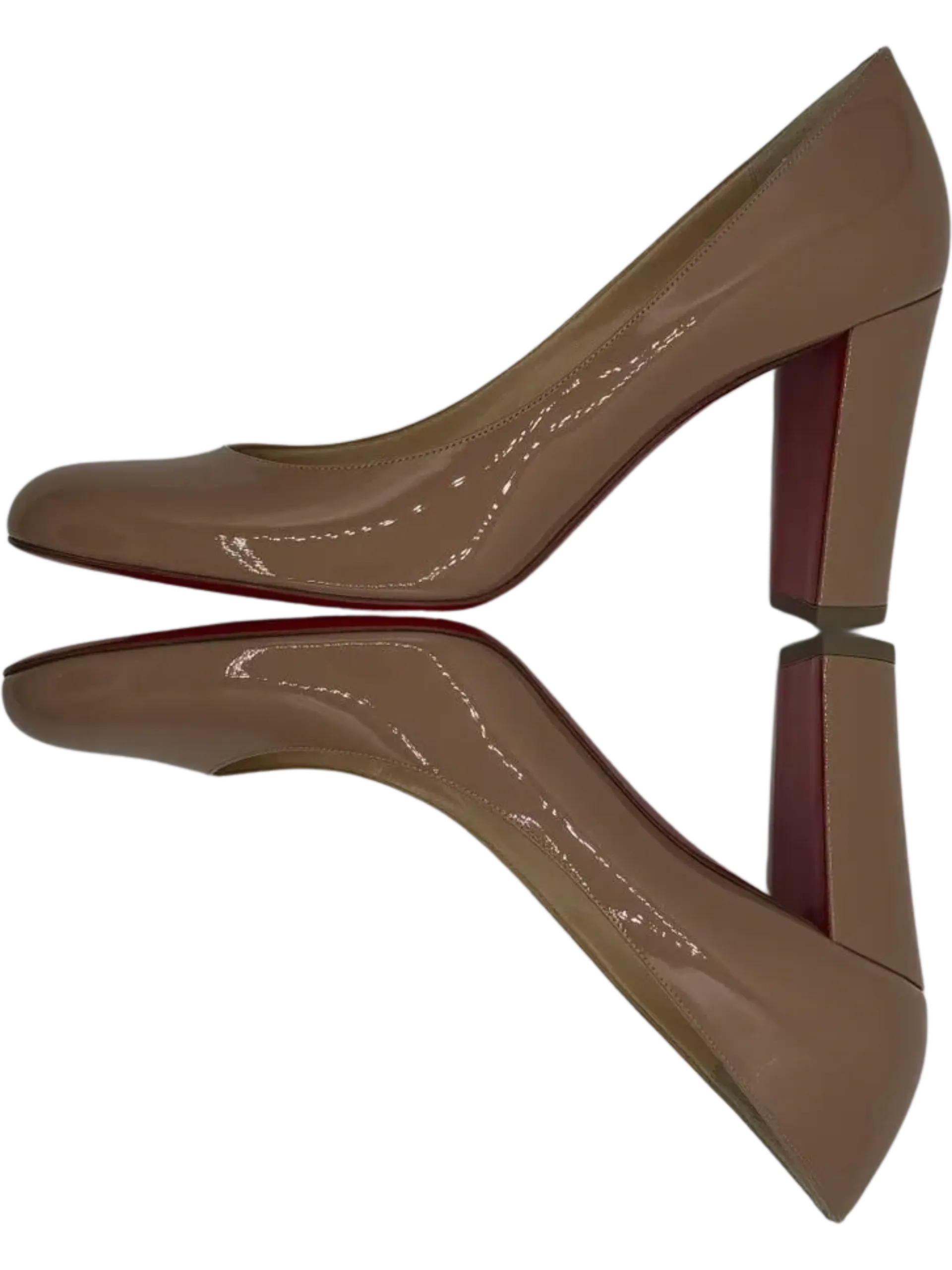 *NEW* Christian Louboutin Patent Gena 85 Pumps Nude