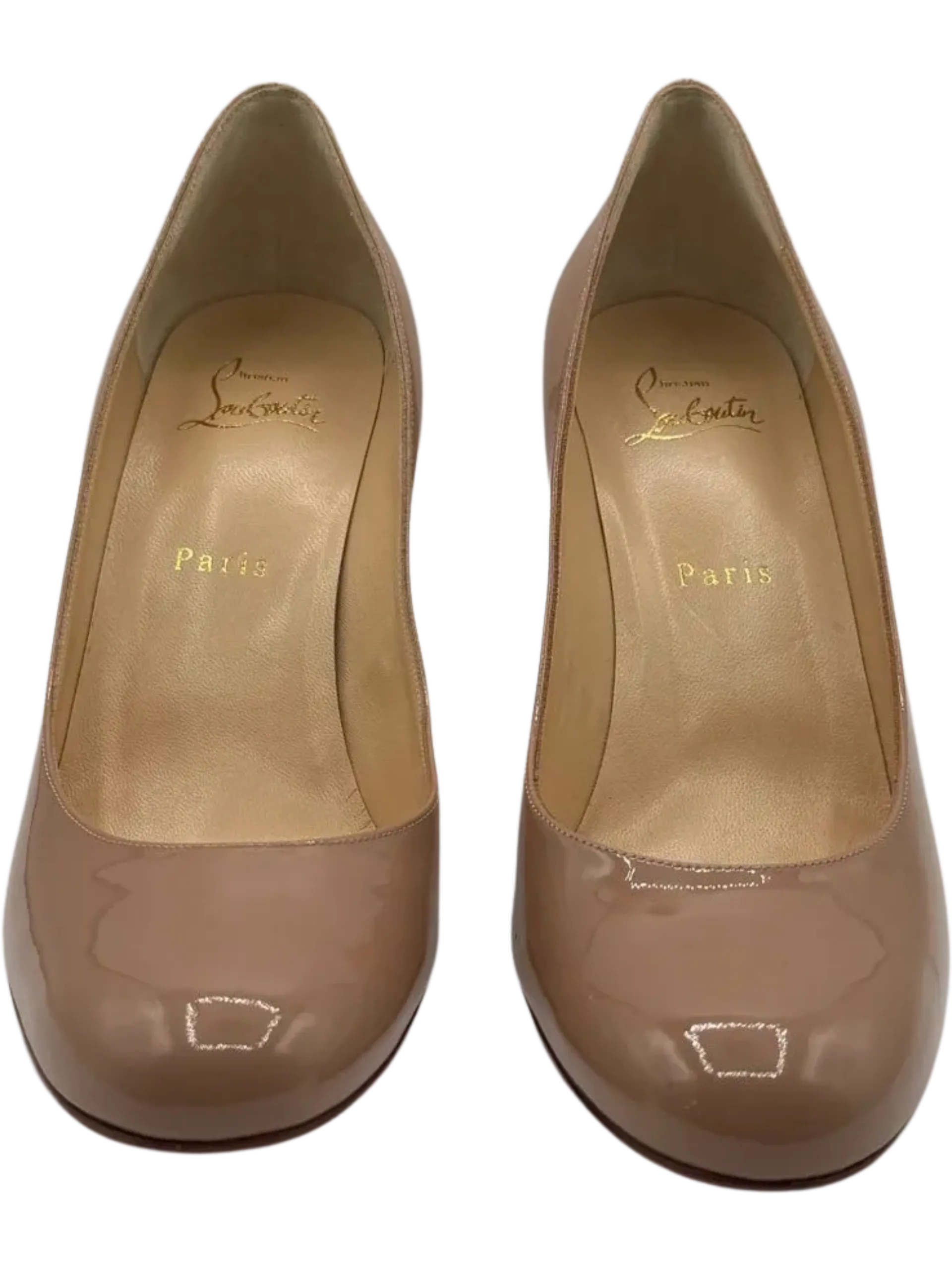 *NEW* Christian Louboutin Patent Gena 85 Pumps Nude