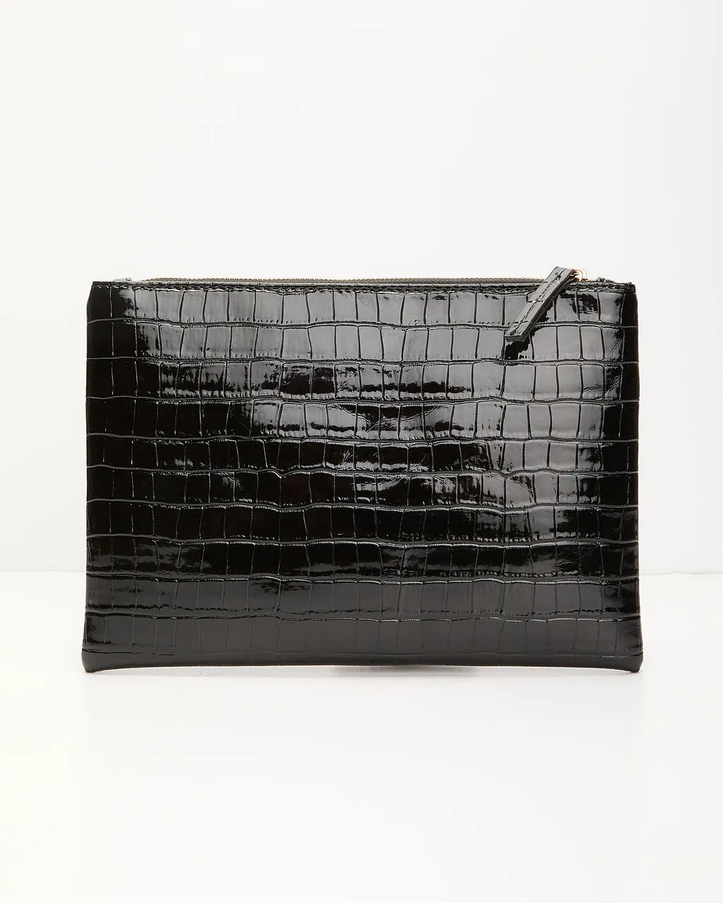 Nightly Muse Patent Croc Zip Clutch