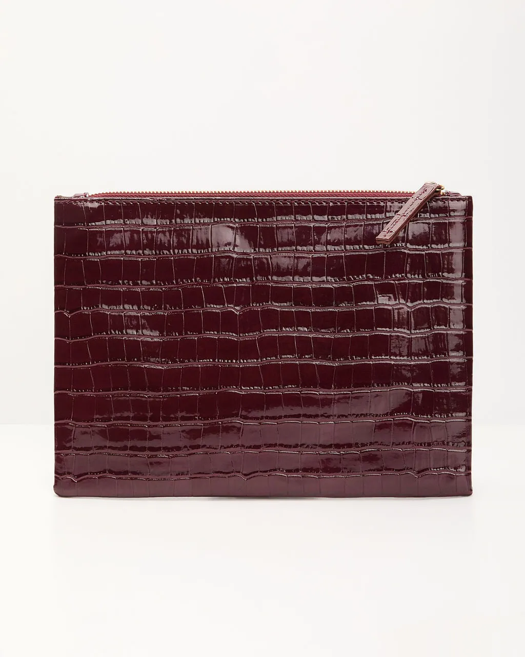 Nightly Muse Patent Croc Zip Clutch