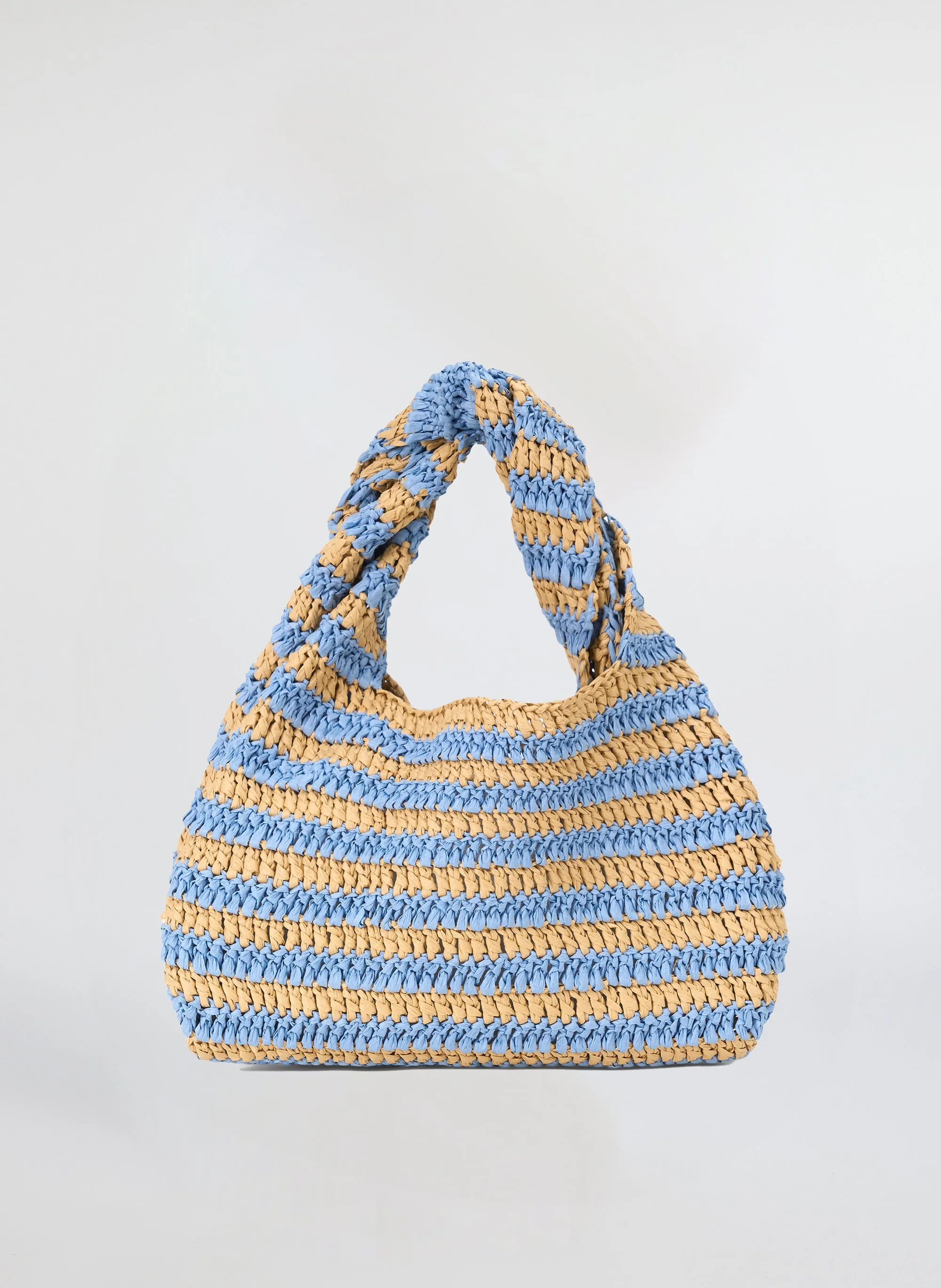 Parker Striped Raffia Bag